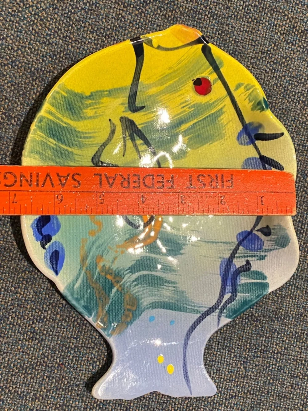 🐠 J .Rice Hand Painted Tropical Fish & hanger Signed 2010 Naples, FL Clay Place